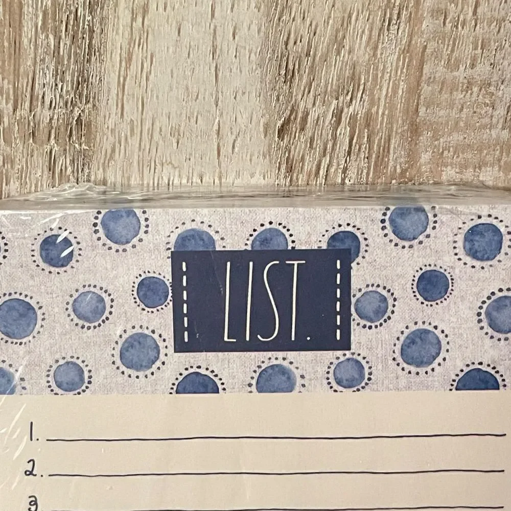 NWT Rae Dunn 2 Pc NOTEPAD / LIST Notepad Set Ivory PInk Blue Printed 140 Sheets